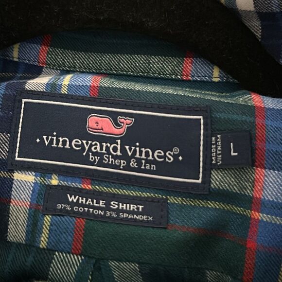 VINEYARD VINES Men’s Blue & Green Plaid Long Sleeve Button Down Shirt - Size L - Picture 7 of 7